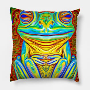 Frogger Spirit Animal (11) - Trippy Psychedelic Frog Pillow