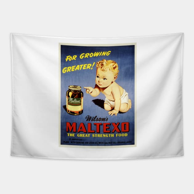 Wilson's MALTEXO The Great Strength Food Vintage Food Supplement Advertisement Tapestry by vintageposters