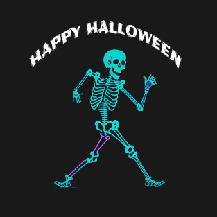 A Funny Colorful Holographic Dancing Skeleton T-Shirt