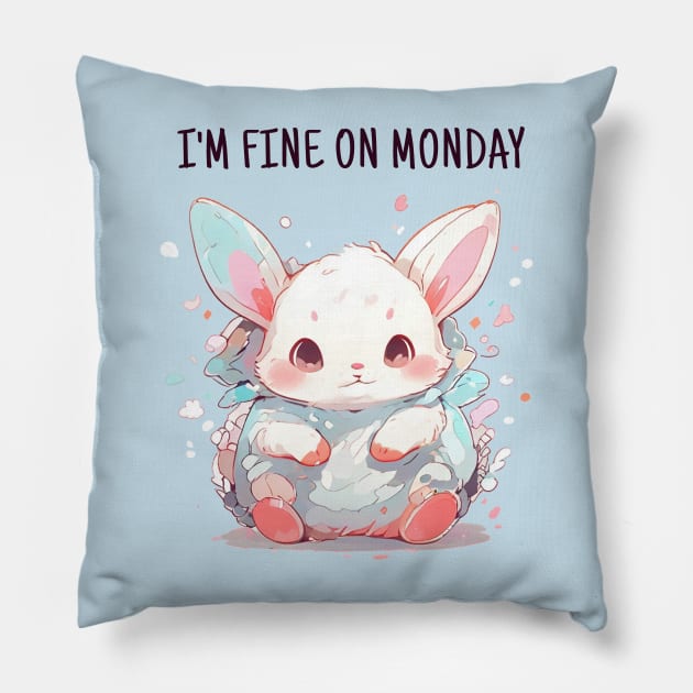 Fine monday rabbit Pillow by bswlife