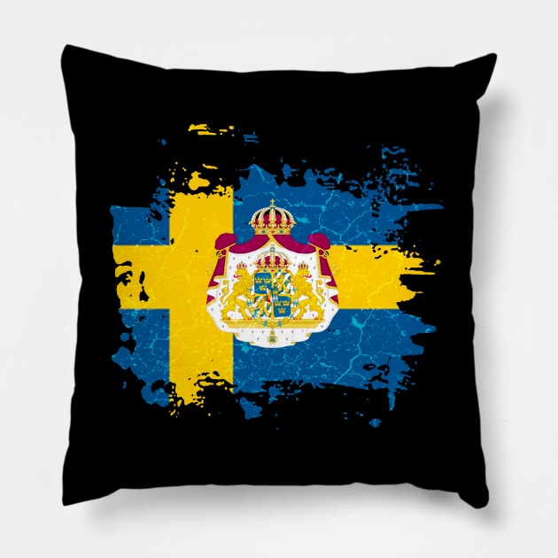 Sweden Swedish Flag Coat Of Arms Pillow by Mila46