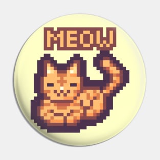 Orange Pixel Kitty Pin