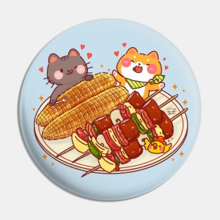 Shiba Inu Cat Roasted Corn BBQ Pin