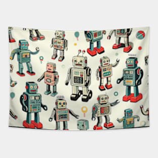 Retro Tin Toy Robots Pattern Tapestry