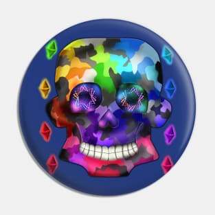 Rainbow Camouflage Skull Pin