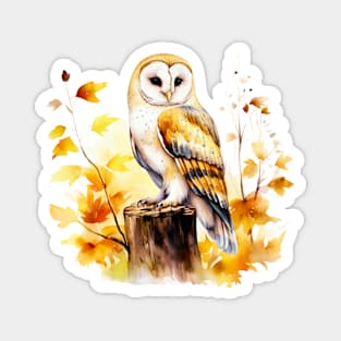 Fall Watercolor Barn Owl Magnet