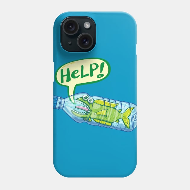 Fish inside a plastic bottle asking for help Phone Case by zooco