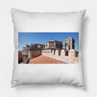 Catedral del Salvador, cathedral with city walls, Avila, Spain, Europe Pillow