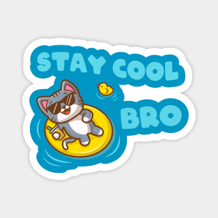 Stay Cool Bro funny Cat in Swimmingpool Magnet