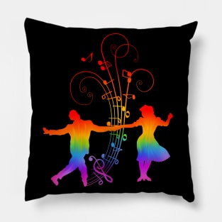 1940s Rainbow Swing Dancers Silhouettes Pillow