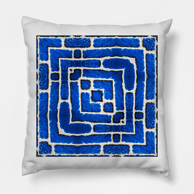 A BLUE BRİCK MAZE Pillow by mister-john