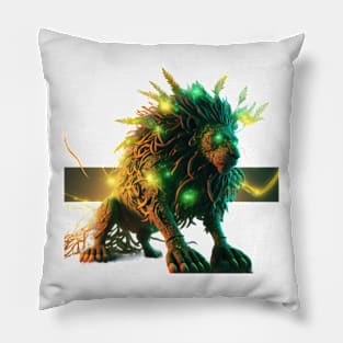 Green lion with green eyes Pillow