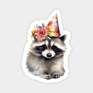 Raccoon Princess in floral cone hat Magnet