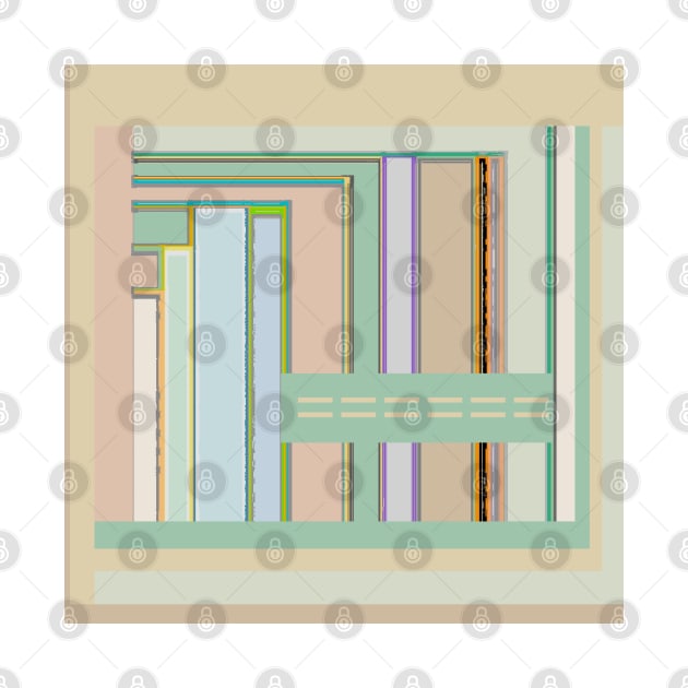 Circuit Board Blips graphic design in tan terra cotta blue green by djrunnels