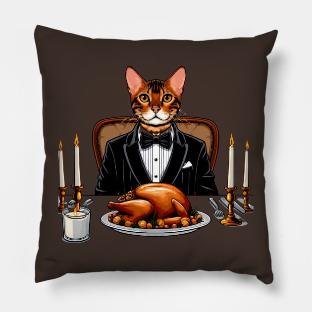Bengal Cat Thanksgiving Pillow by Graceful Designs