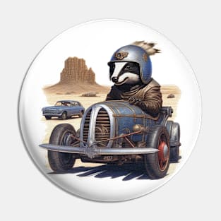 a badger racing a car across the desert Pin