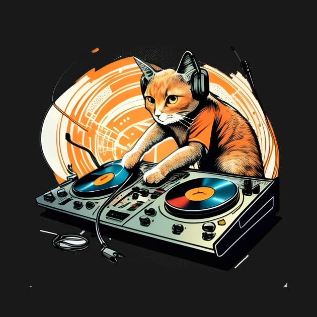 DJ Cat With Headphones - Funny CAT DJ colorful by WilliamHoraceBatezell