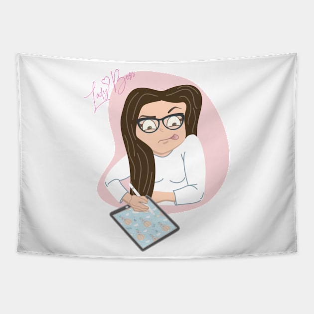 Lady boss vector character illustration Tapestry by Arch4Design