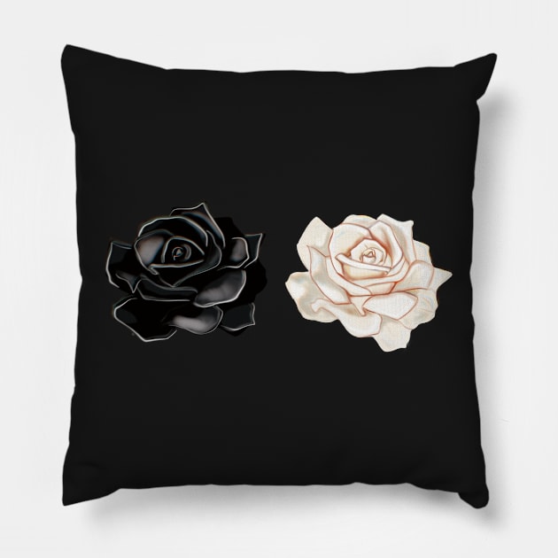 Floral Light And Dark Roses Pillow by xsaxsandra