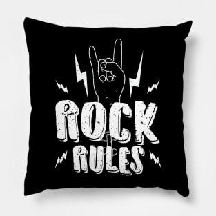 Rock Rules Rock And Roll Music Inspired Graphic Pillow