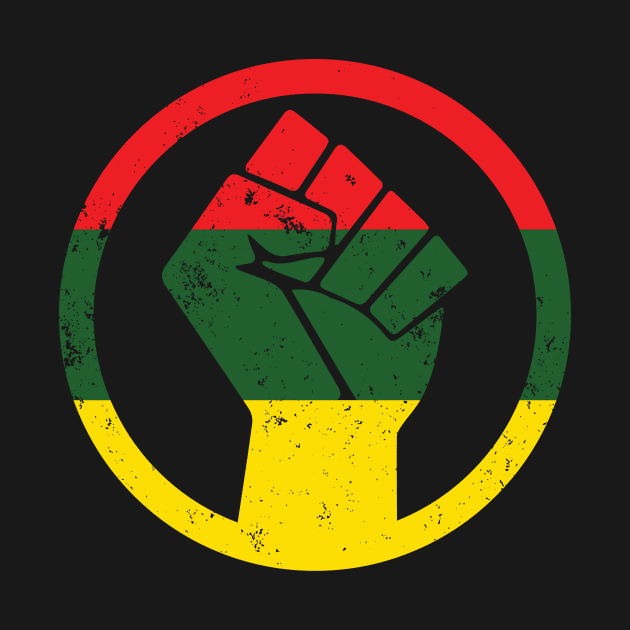 RASTA BLACK POWER FIST DISTRESSED SHIRT by blacklives