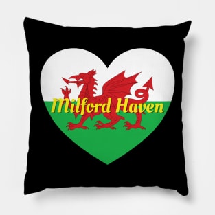 Milford Haven Wales UK Wales Flag Heart Pillow