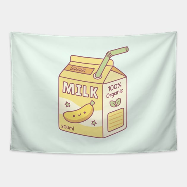 Cute Banana Milk Carton Box Tapestry by rustydoodle