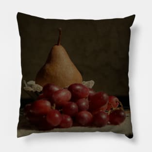 Bosc Pear and Grapes - Old World Stills Series Pillow