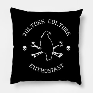Vulture Culture Enthusiast with Skulls (White) Pillow