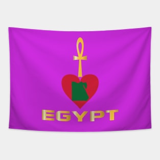 I love Egypt, Egypt map with heart and Ankh key, life key Tapestry