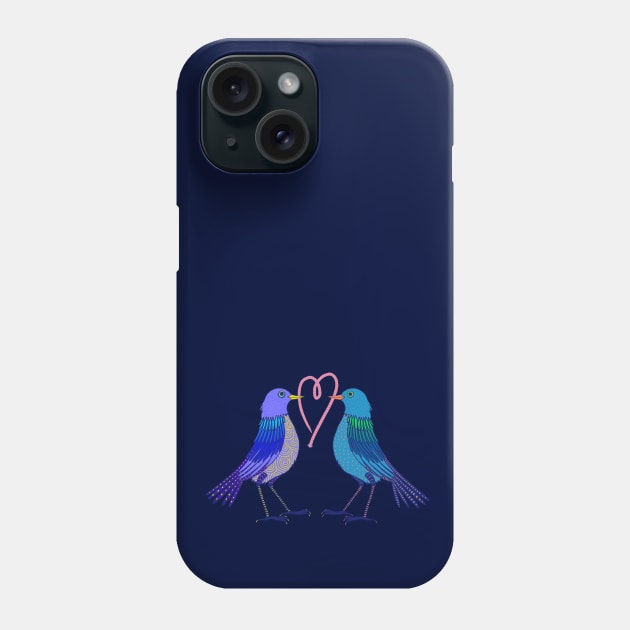 Love birds with work heart on dark background Phone Case by iulistration