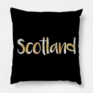 SCOTLAND, Metallic Tone Christmas Tartan Style Text Design Pillow