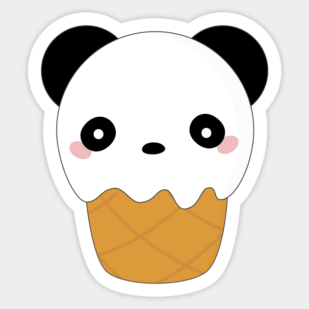 Kawaii Cute Panda Bear T-Shirt - Cute Pandas - Sticker