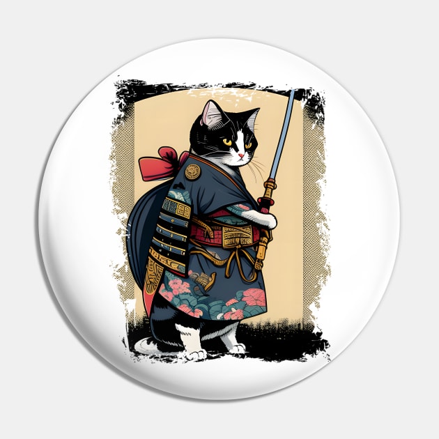 Japanese Cat Samurai Katana Catana - Cat lover Pin by Matthew Ronald Lajoie