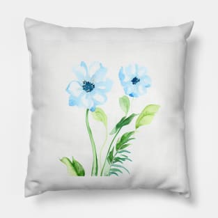 Blue and Purple Watercolor Flower Pillow