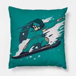 Snowboarding Skeleton Pillow