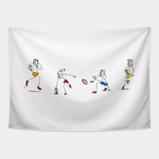 Mixed rugby stick figures Tapestry