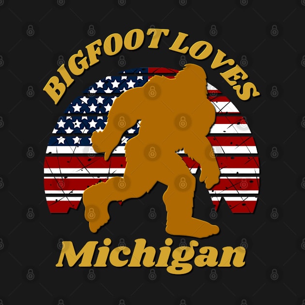 Bigfoot loves America and Michigan too by Scovel Design Shop