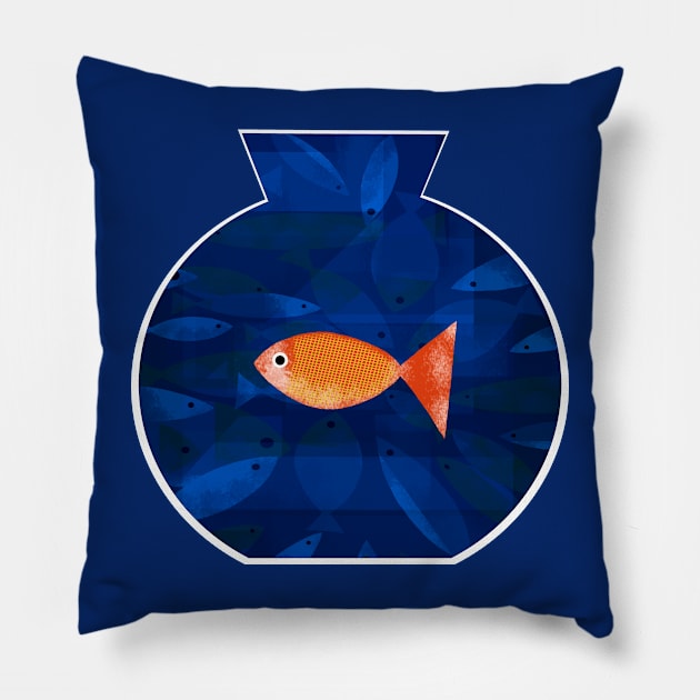 Goldfish in Bowl Pillow by Scratch