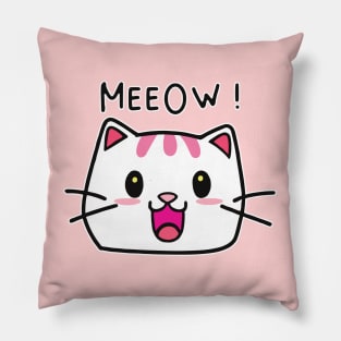 Meow Cute Cat Cartoon Face Pillow