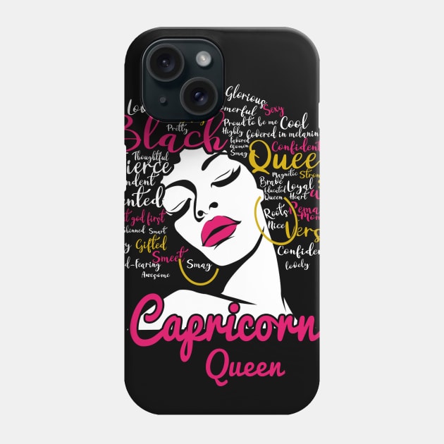 Capricorn Queen Funny Birthday Gift for Black Women Girl Phone Case by easleyzzi