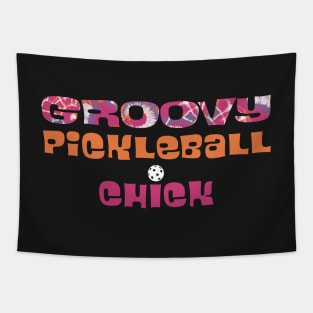 Funny Womens Groovy Pickleball Chick Tapestry