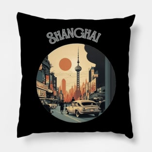 Shanghai China Travel city scape - travel stickers Pillow