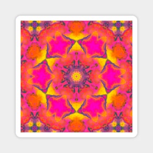 Psychedelic Hippie Flower Pink Purple and Yellow Magnet