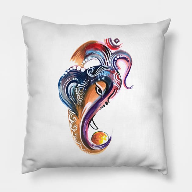 Elephant Head Watercolor Pillow by Mako Design 