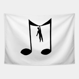 Man hanging on a musical note Tapestry