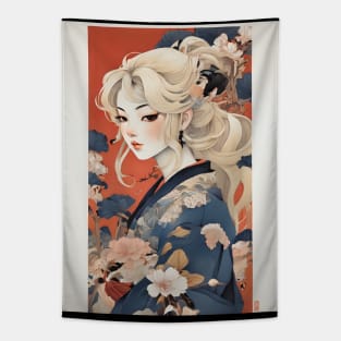 Blonde girl in ukiyo e style Tapestry