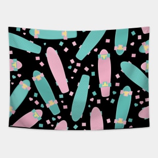 Pastel Skateboards Pattern Tapestry