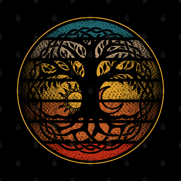 Vintage Tree of Life Sun and Moon Celtic Knot by RadStar