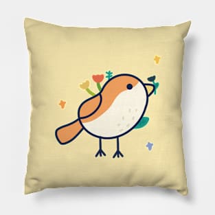 Little Bird with flowers Pillow